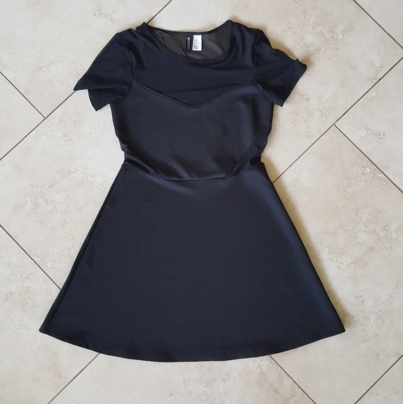 H&M Dresses & Skirts - H&M Black Mesh Panel Skater Dress